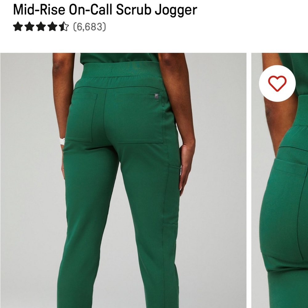 Fabletics Green Scrub Pants & Top Set - Picture 2 of 3
